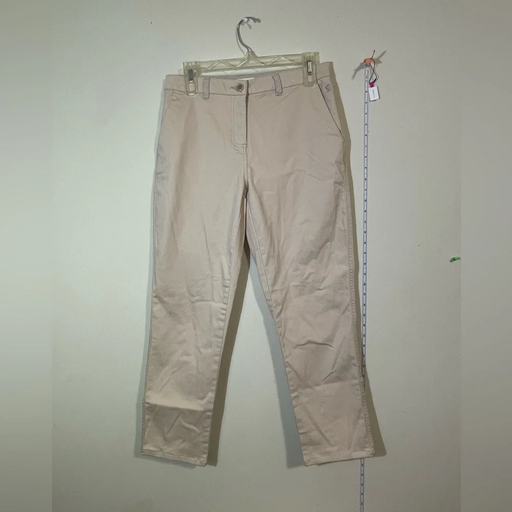 Joules Women’s size 8 khaki Cotton pants trousers w/embroidered‎ bunny on pocket